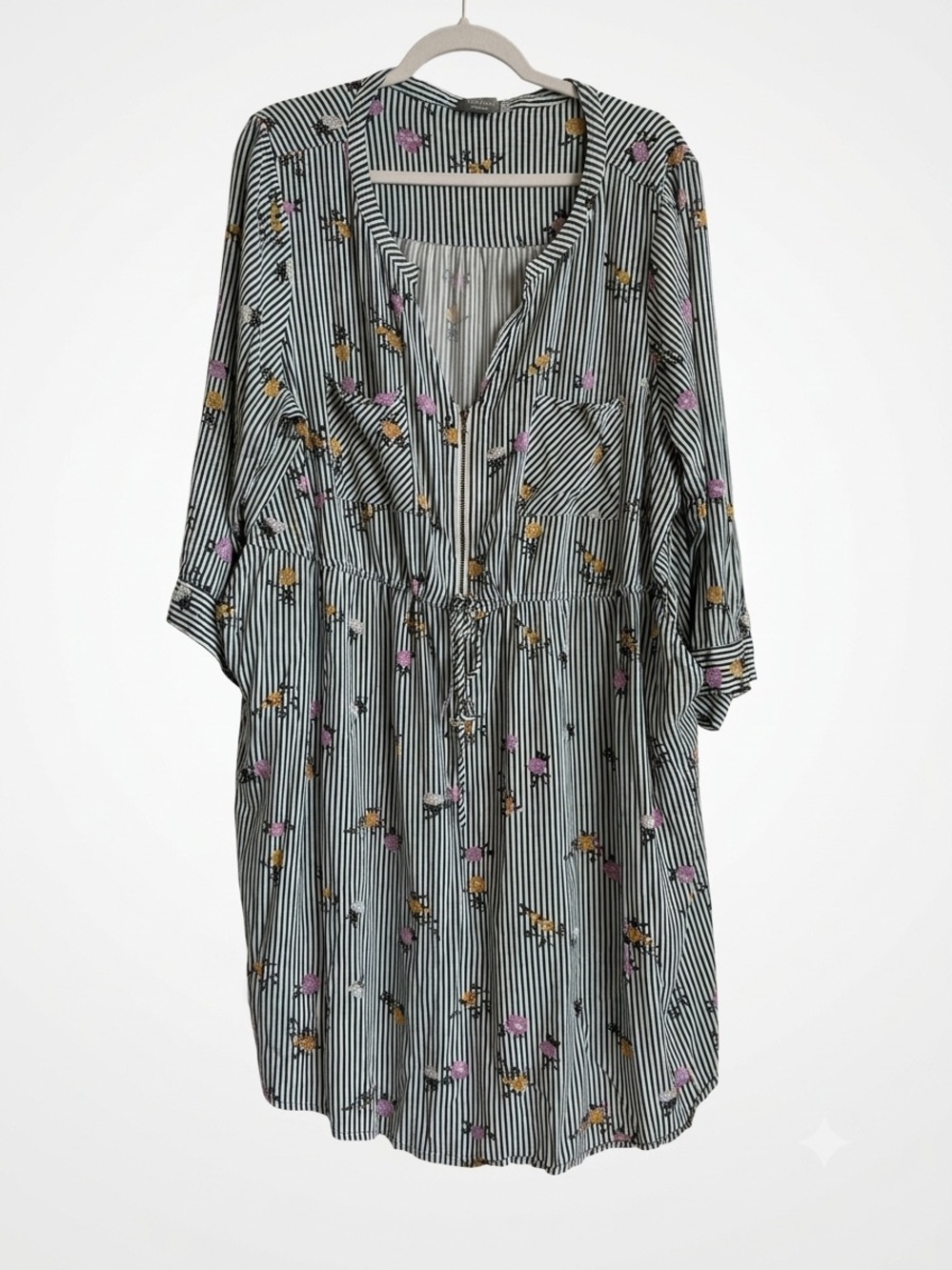 Torrid Emerald Green Striped/ Floral Midi Dress Size 2- 2X